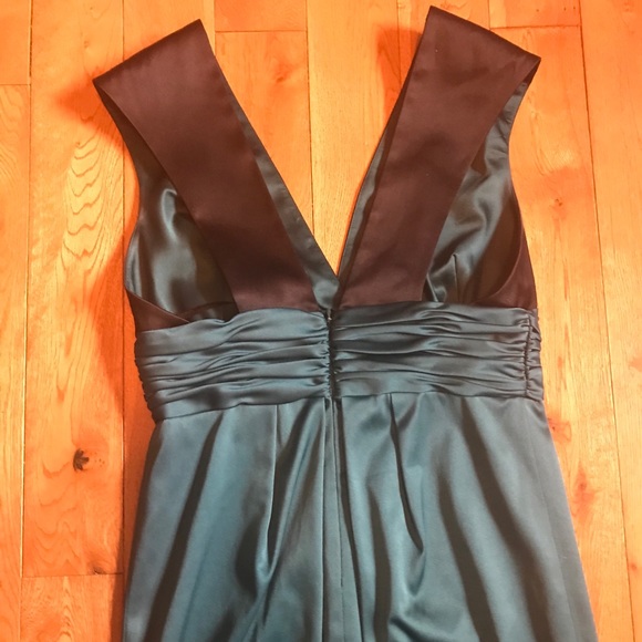 Max & Cleo black and teal satin cocktail dress - Picture 3 of 8